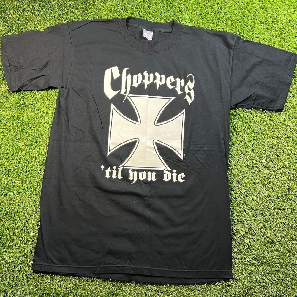 Vintage 2002 Laconia Bike Week Choppers Til You Die T-Shirt Men's XL Made USA OG
